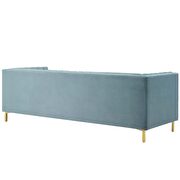Channel tufted performance velvet sofa in light blue additional photo 4 of 6