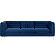 Channel tufted performance velvet sofa in navy by Modway additional picture 6
