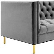 Tufted button performance velvet sofa in gray additional photo 5 of 5
