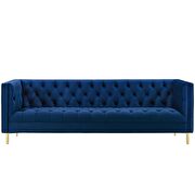 Tufted button performance velvet sofa in navy additional photo 2 of 5