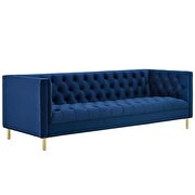 Tufted button performance velvet sofa in navy additional photo 3 of 5
