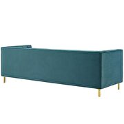 Tufted button performance velvet sofa in sea blue additional photo 4 of 5