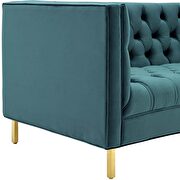 Tufted button performance velvet sofa in sea blue additional photo 5 of 5