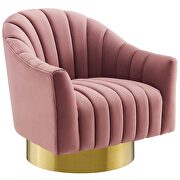 Vertical channel tufted accent lounge performance velvet swivel chair in dusty rose by Modway additional picture 2