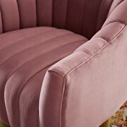 Vertical channel tufted accent lounge performance velvet swivel chair in dusty rose additional photo 5 of 5