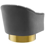Vertical channel tufted accent lounge performance velvet swivel chair in gray additional photo 3 of 5