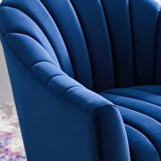 Vertical channel tufted accent lounge performance velvet swivel chair in navy additional photo 2 of 6