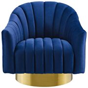 Vertical channel tufted accent lounge performance velvet swivel chair in navy by Modway additional picture 6
