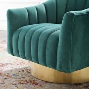 Vertical channel tufted accent lounge performance velvet swivel chair in teal by Modway additional picture 2
