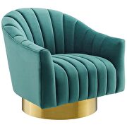 Vertical channel tufted accent lounge performance velvet swivel chair in teal by Modway additional picture 4