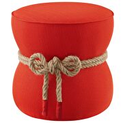 Nautical rope upholstered fabric ottoman in atomic red additional photo 2 of 4