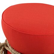 Nautical rope upholstered fabric ottoman in atomic red additional photo 4 of 4