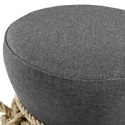 Nautical rope upholstered fabric ottoman in gray additional photo 4 of 4