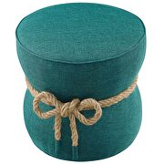 Nautical rope upholstered fabric ottoman in teal additional photo 3 of 4