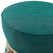 Nautical rope upholstered fabric ottoman in teal additional photo 4 of 4
