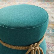 Nautical rope upholstered fabric ottoman in teal additional photo 5 of 4
