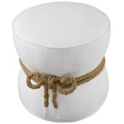 Nautical rope upholstered fabric ottoman in white additional photo 3 of 4