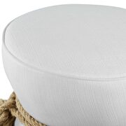 Nautical rope upholstered fabric ottoman in white additional photo 4 of 4