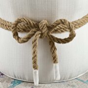 Nautical rope upholstered fabric ottoman in white additional photo 5 of 4