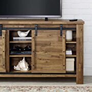 Rustic sliding door tv stand in walnut by Modway additional picture 8