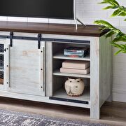 Rustic sliding door tv stand in white by Modway additional picture 7