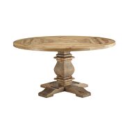Round pine wood dining table in brown by Modway additional picture 3