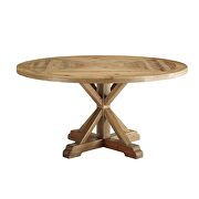 Round pine wood dining table in brown by Modway additional picture 2