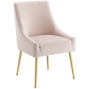 Upholstered performance velvet dining chair in pink additional photo 5 of 5