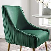 Pleated back upholstered performance velvet dining chair in green additional photo 2 of 5