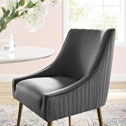Pleated back upholstered performance velvet dining chair in gray additional photo 2 of 5