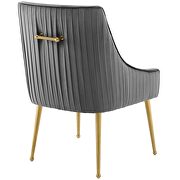 Pleated back upholstered performance velvet dining chair in gray additional photo 3 of 5