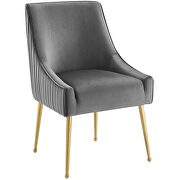Pleated back upholstered performance velvet dining chair in gray additional photo 5 of 5