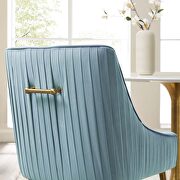 Pleated back upholstered performance velvet dining chair in light blue additional photo 2 of 5