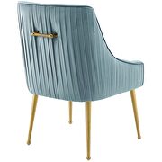 Pleated back upholstered performance velvet dining chair in light blue additional photo 3 of 5