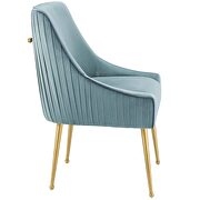 Pleated back upholstered performance velvet dining chair in light blue additional photo 4 of 5