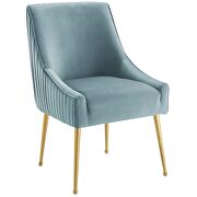 Pleated back upholstered performance velvet dining chair in light blue additional photo 5 of 5