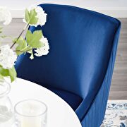 Pleated back upholstered performance velvet dining chair in navy additional photo 2 of 5