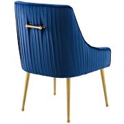Pleated back upholstered performance velvet dining chair in navy additional photo 3 of 5