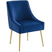 Pleated back upholstered performance velvet dining chair in navy additional photo 5 of 5