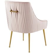 Pleated back upholstered performance velvet dining chair in pink additional photo 2 of 4