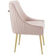 Pleated back upholstered performance velvet dining chair in pink additional photo 3 of 4
