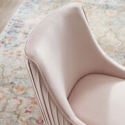 Pleated back upholstered performance velvet dining chair in pink additional photo 5 of 4