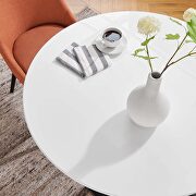 Round wood dining table in black white by Modway additional picture 2