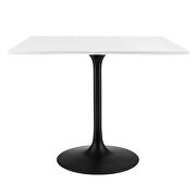 Square wood top dining table in black white additional photo 3 of 7