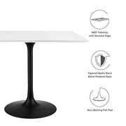 Square wood top dining table in black white by Modway additional picture 7