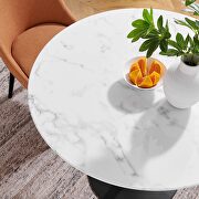 Round artificial marble dining table in black white by Modway additional picture 2
