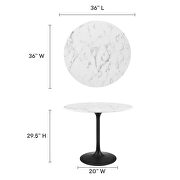 Round artificial marble dining table in black white by Modway additional picture 8