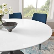 Round wood dining table in black white additional photo 2 of 7