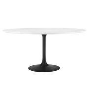 Round wood dining table in black white additional photo 3 of 7