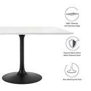 Square wood top dining table in black white by Modway additional picture 7
